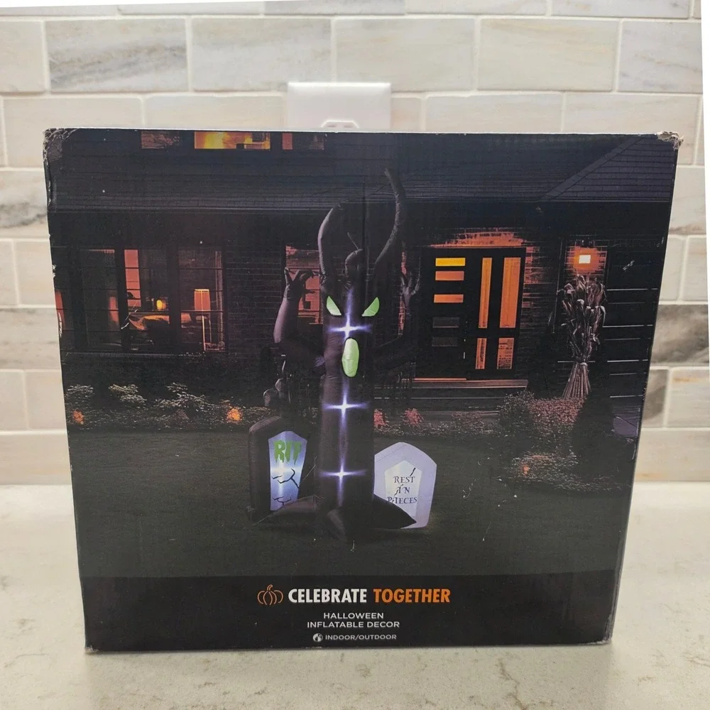 Celebrate Together Halloween Inflatable Haunted Tree Tombstones Lighted 9ft NEW